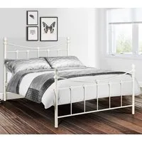 Ranae Single Bed Frame - Stone White, Metal
