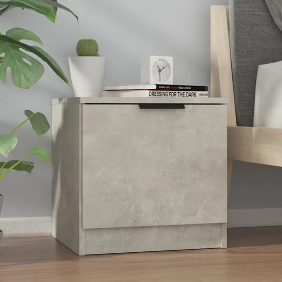Ranya Bedside Cabinet with 1 Door - Concrete Effect, Engineered Wood product