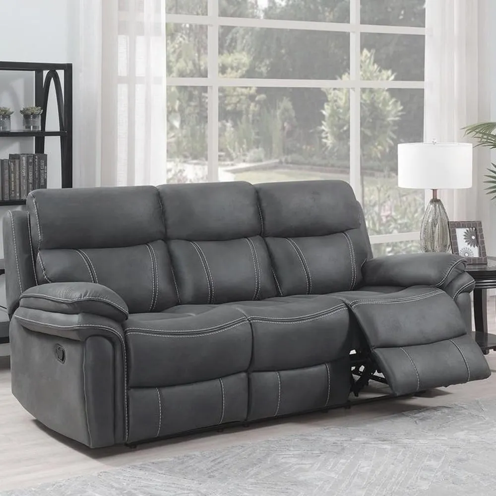 Rasalas 3-Seater Recliner Sofa - Charcoal, Fabric