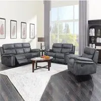 Rasalas 3-Seater Recliner Sofa Suite - Charcoal, Fabric
