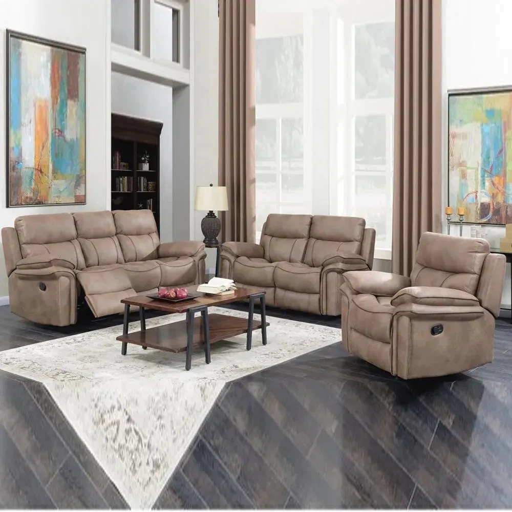 Rasalas 3-Seater Recliner Sofa Suite - Sahara, Fabric