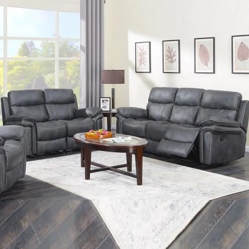 Rasalas 3+2 Seater Recliner Sofa Set - Grey, Fabric
