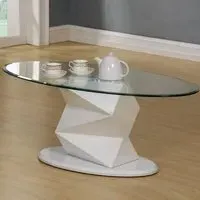 Rasida Oval Coffee Table - White, Glass