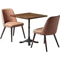 Ratcliff Dining Table with 2 Avelay Chairs - Rustic Oak, Cognac