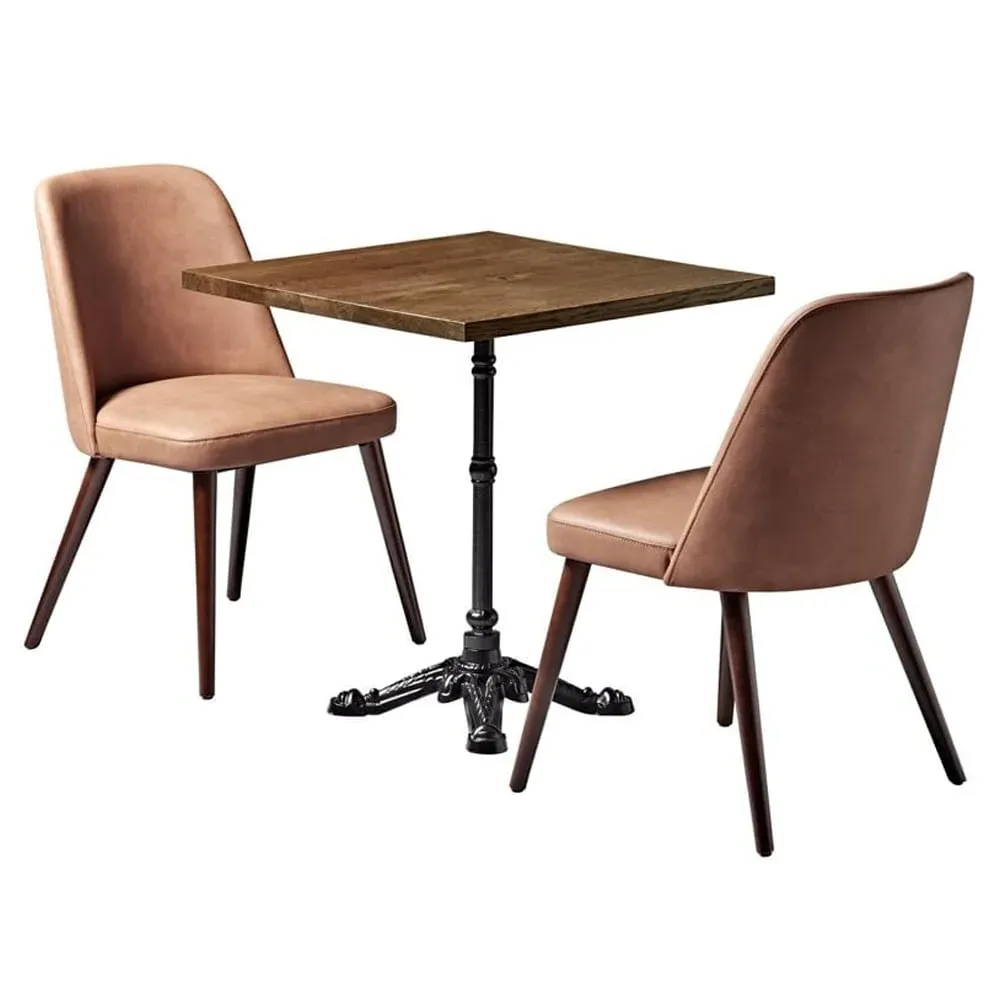 Ratcliff Dining Table with 2 Avelay Chairs - Rustic Oak, Cognac image