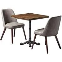 Ratcliff Dining Table with 2 Avelay Chairs - Rustic Oak, Steel Grey