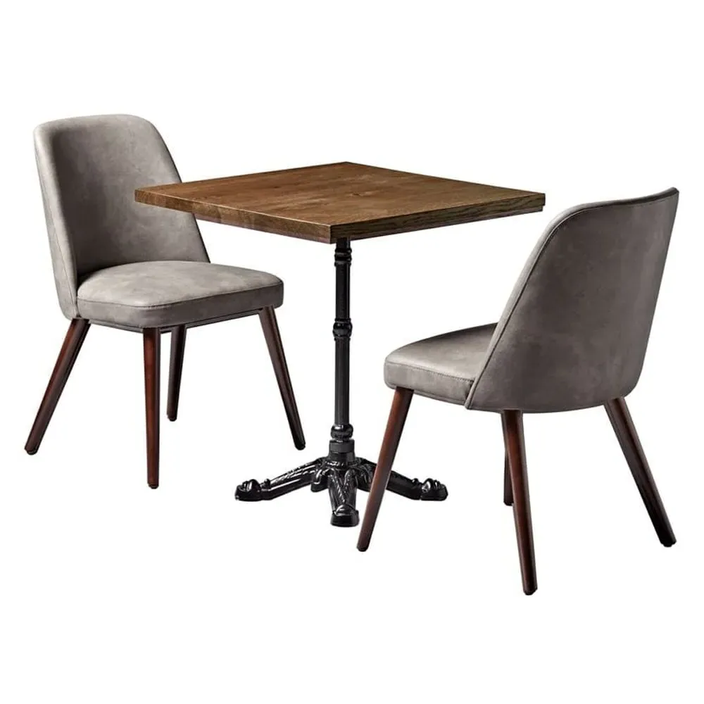 Ratcliff Dining Table with 2 Avelay Chairs - Rustic Oak, Steel Grey