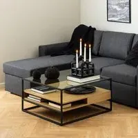 Rattvik Clear Glass Coffee Table - Clear, Wild Oak