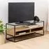 Rattvik Clear Glass TV Stand with 2 Shelves - Clear, Wild Oak