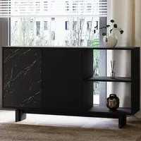 Ravello Console Table with Shelves - Black Marble Effect, Melamine alternate view