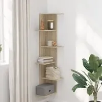 Ravena Corner Wall Shelf with 5 Shelves - Sonoma Oak