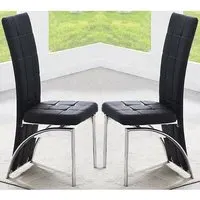 Ravenna Dining Chairs in Pair - Black, Faux Leather