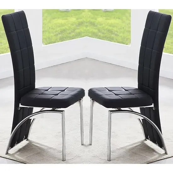 Ravenna Dining Chairs in Pair - Black, Faux Leather image
