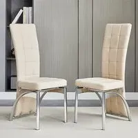 Ravenna Dining Chairs in Pair - Taupe, Faux Leather