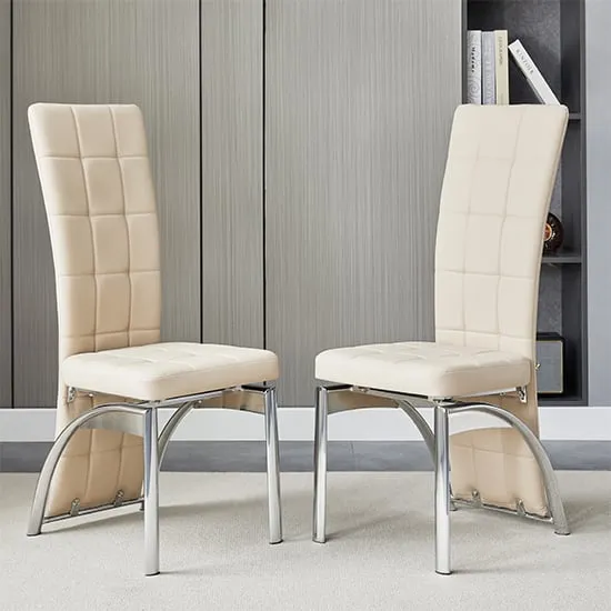 Ravenna Dining Chairs in Pair - Taupe, Faux Leather image