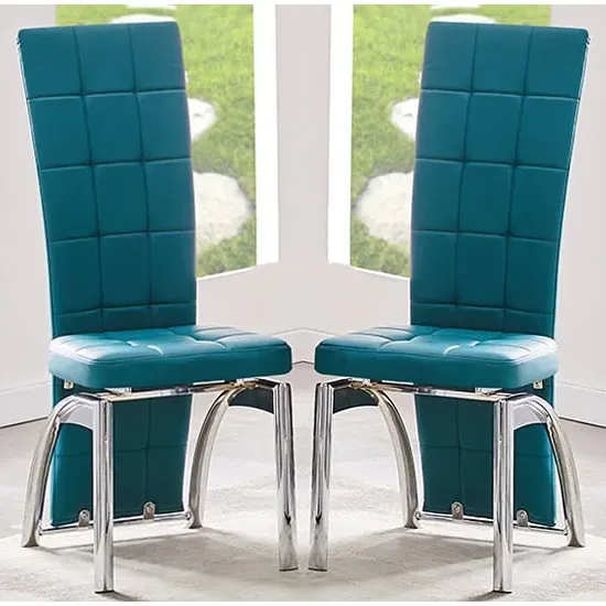Ravenna Dining Chairs In Pair - Teal, Faux Leather image