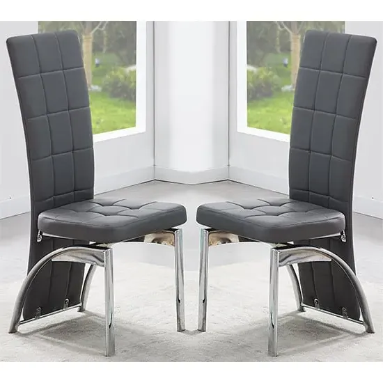 Ravenna Dining Chairs (Pair) - Grey, Faux Leather product
