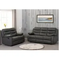 Rawlins 3+2 Seater Recliner Sofa Set - Grey, Faux Leather