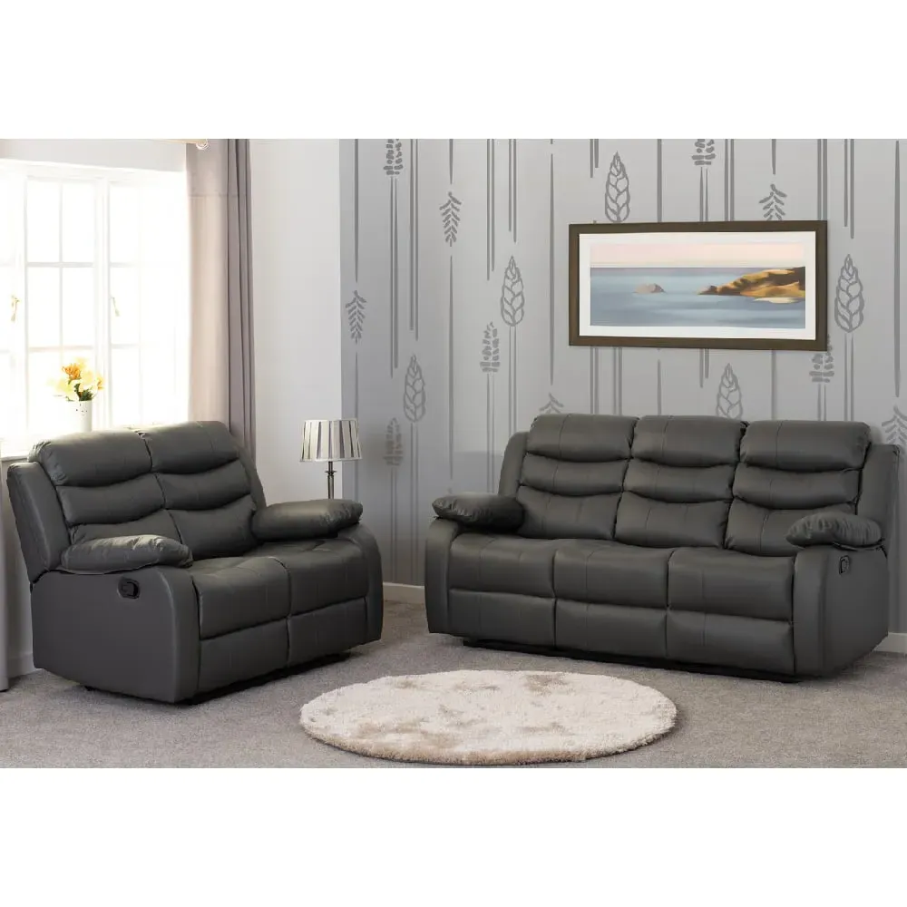 Rawlins 3+2 Seater Recliner Sofa Set - Grey, Faux Leather image