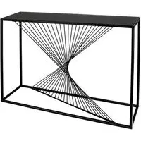 Ray Rectangular Console Table - Black Glass, Metal Frame