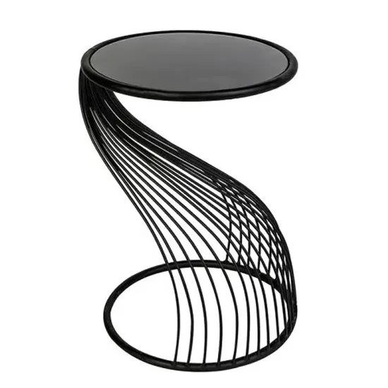 Ray Round Side Table - Black, Glass & Metal product