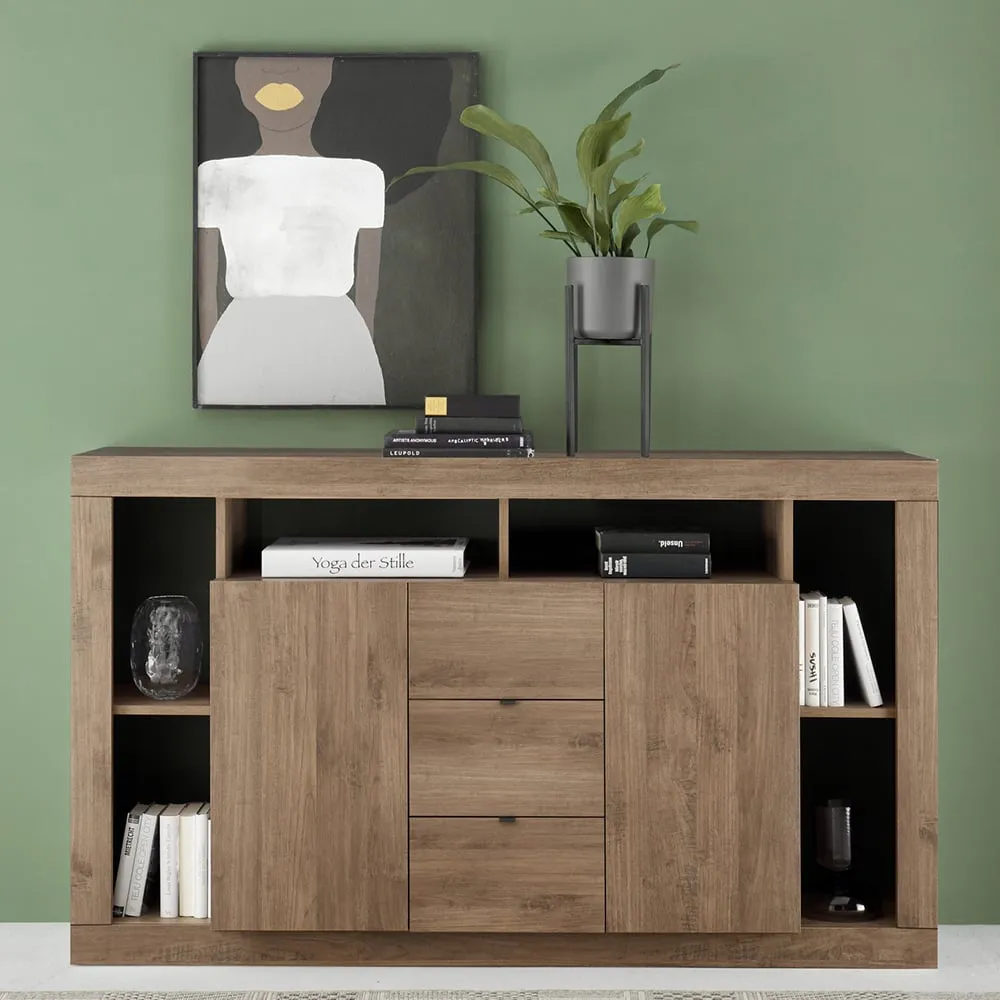 Raya Wooden Sideboard with 2 Doors 3 Drawers - Mercure