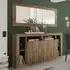 Raya Wooden Sideboard with 3 Doors and Mirror - Mercure