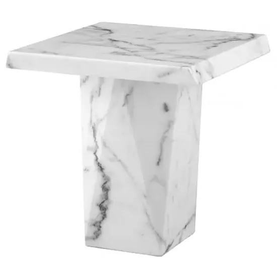 Raylyn Square Lamp Table - White, Marble image