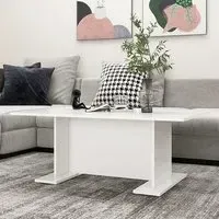 Rayya Rectangular Coffee Table - White, Engineered Wood