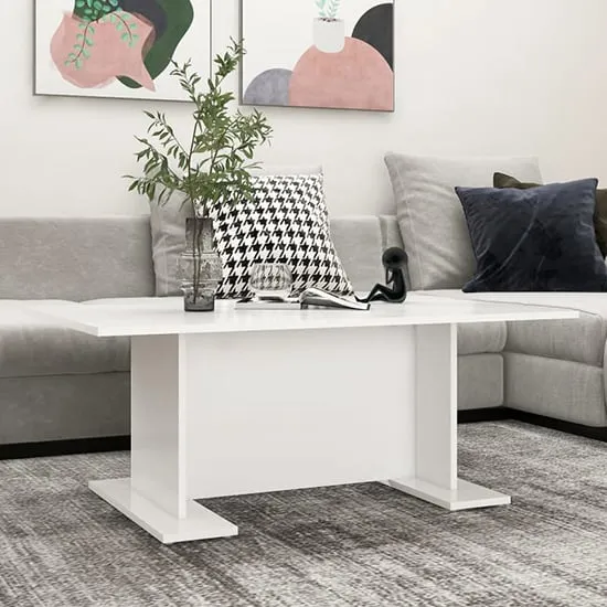 Rayya Rectangular Coffee Table - White, Engineered Wood