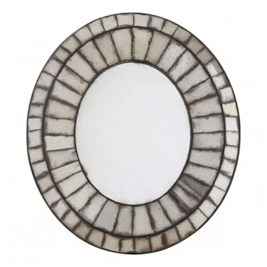Raze Oval 3D Mosaic Wall Mirror - Antique Silver image