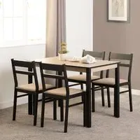 Redland Oak Dining Table with 4 Black Chairs - Black, Oak