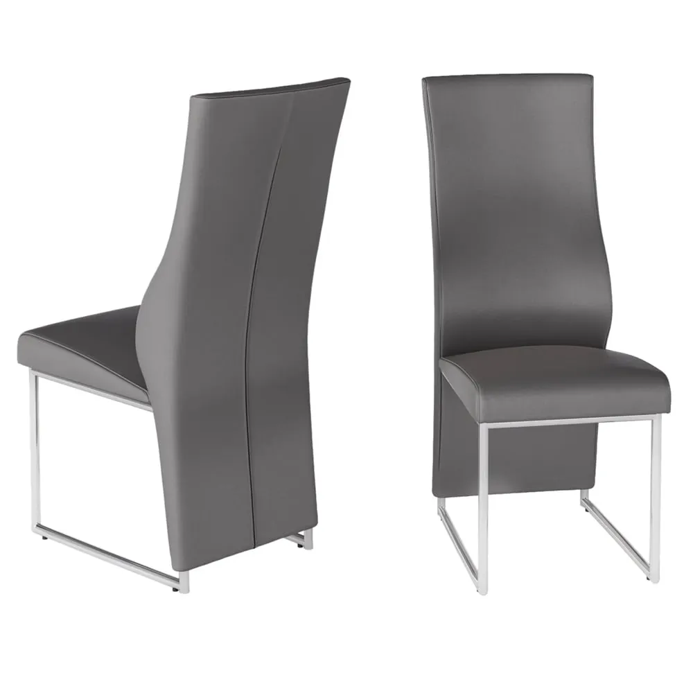 Redmond Dining Chairs in Pair - Grey, Faux Leather