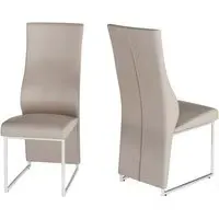 Redmond Dining Chairs In Pair - Taupe, Faux Leather