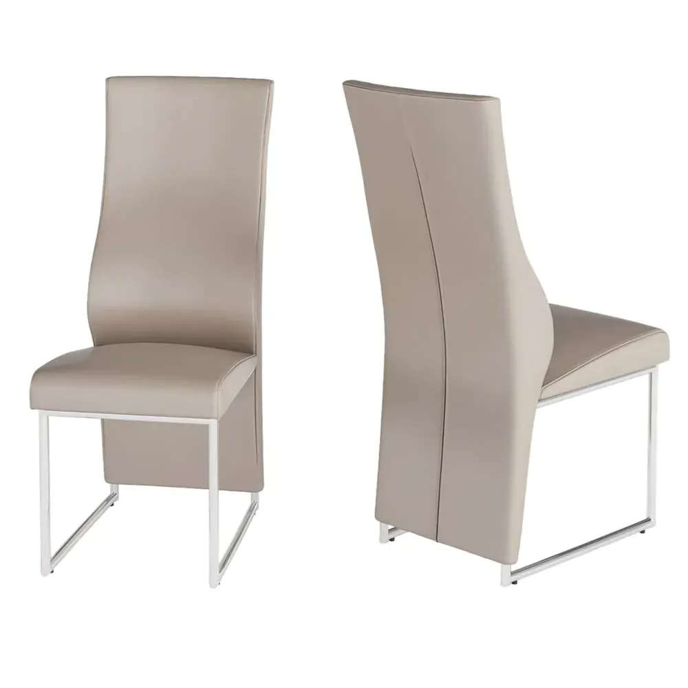 Redmond Dining Chairs In Pair - Taupe, Faux Leather image