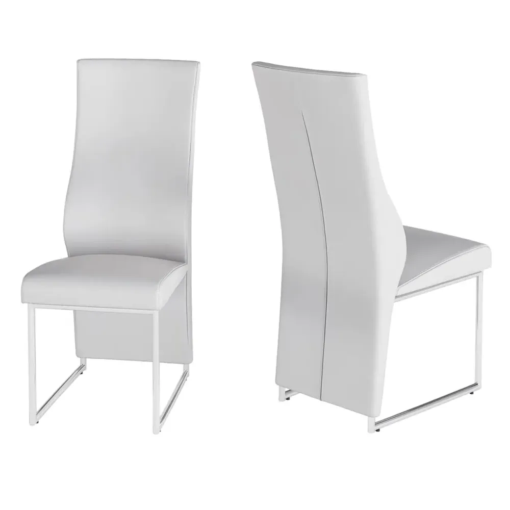 Redmond Dining Chairs In Pair - White, Faux Leather
