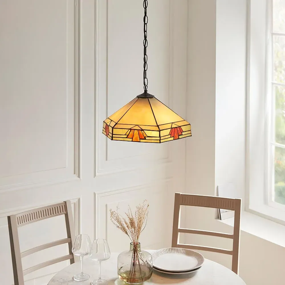 Redmond Tiffany Glass Pendant Ceiling Light - Multicolour image