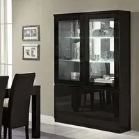 Regal 4-Door Display Cabinet with LED - Black, High Gloss