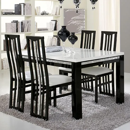 Regal Dining Set with 4 Chairs - Black, MDF