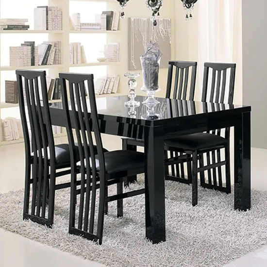 Regal Dining Table with 6 Cexa Chairs - Black, MDF