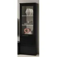 Regal Display Cabinet with LED - Black, High Gloss
