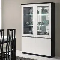 Regal Display Cabinet with LED - Black White, High Gloss