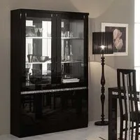 Regal Display Cabinet with LED Lighting - Black, High Gloss Lacquer alternate view