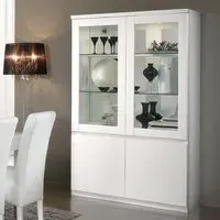 Regal Display Cabinet with LED - White, High Gloss