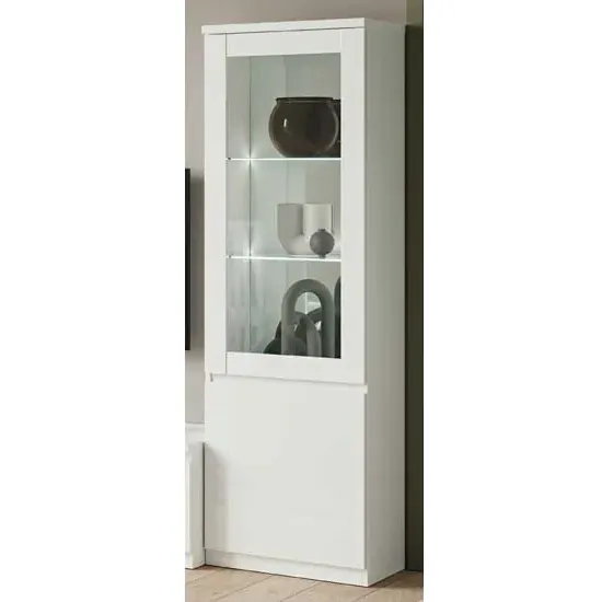Regal Display Cabinet with LED - White, High Gloss