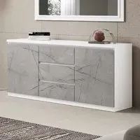 Regal Gloss Sideboard 2 Doors 3 Drawers - White, Marble Effect