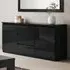 Regal High Gloss Sideboard with 2 Doors 3 Drawers - Black