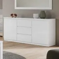 Regal High Gloss Sideboard with 2 Doors 3 Drawers - White
