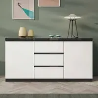 Regal High Gloss Sideboard with 2 Doors 3 Drawers - White