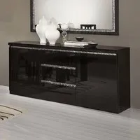 Regal High Gloss Sideboard with Chrome Decor - Black
